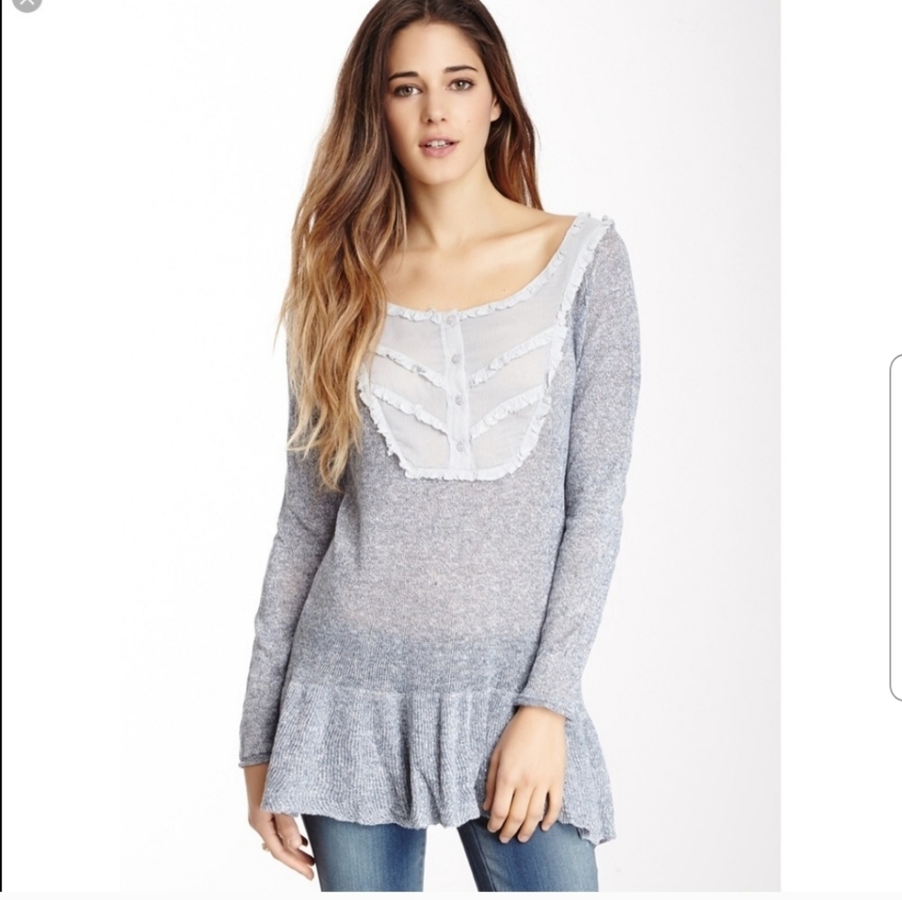Free People Candy Yoke Sweater Top Large